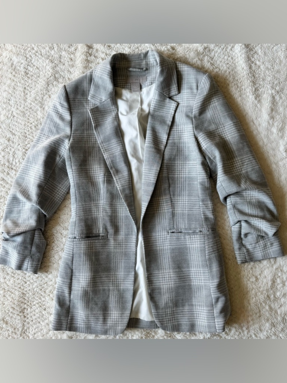 H&M Gray Tweed Jacket with Cream Lining